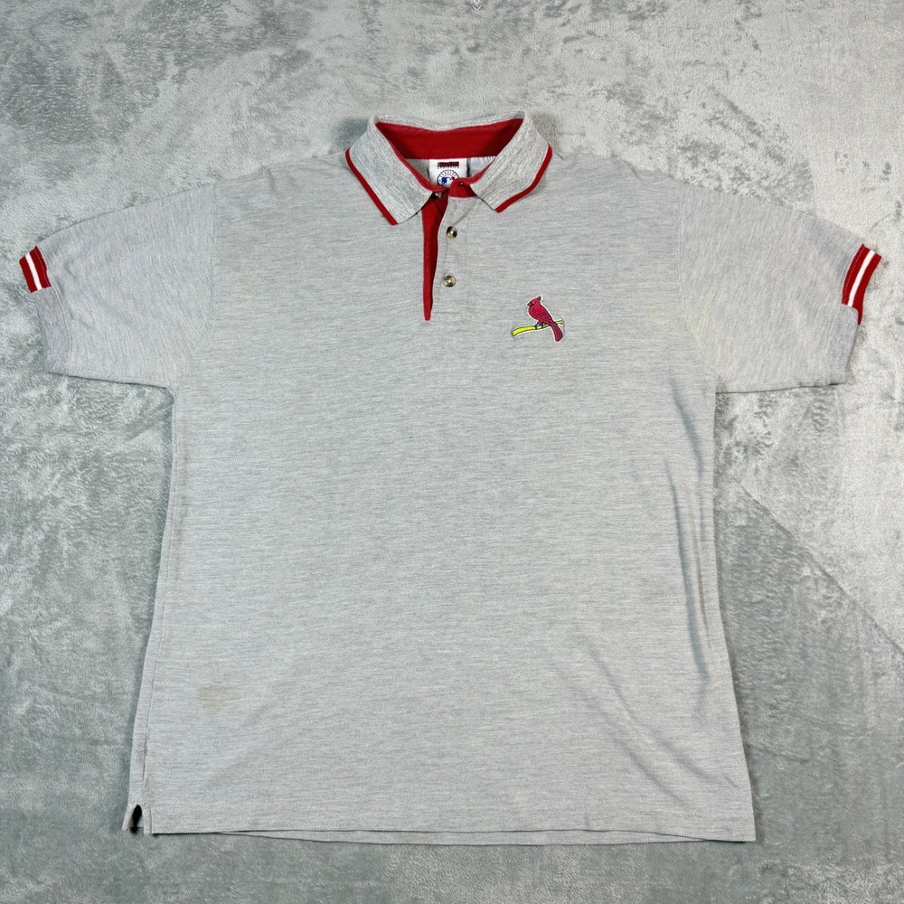 Vintage Iron Knights Mens L Polo Shirt St Louis Cardinals Gray 1999 MLB